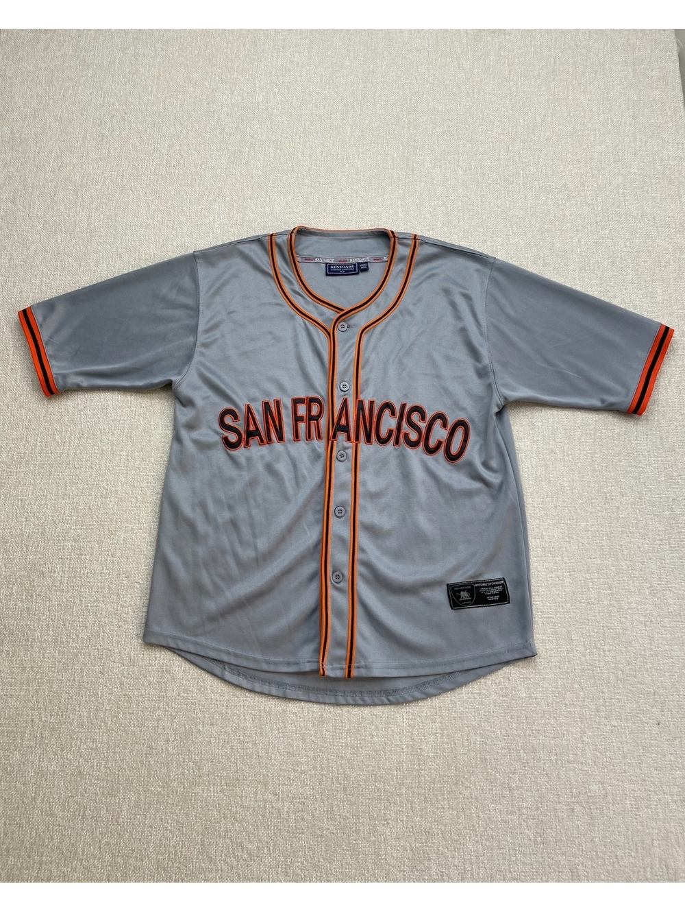 Renegade San Francisco Men's Baseball Jersey Medium Gray Polyester Size M